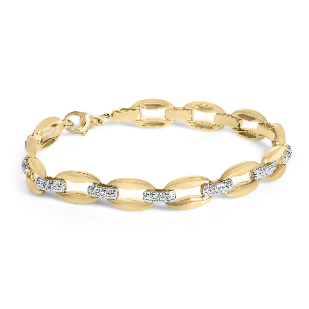 Gold Vermeil 1/10 Cttw Diamond Bold Link Bracelet