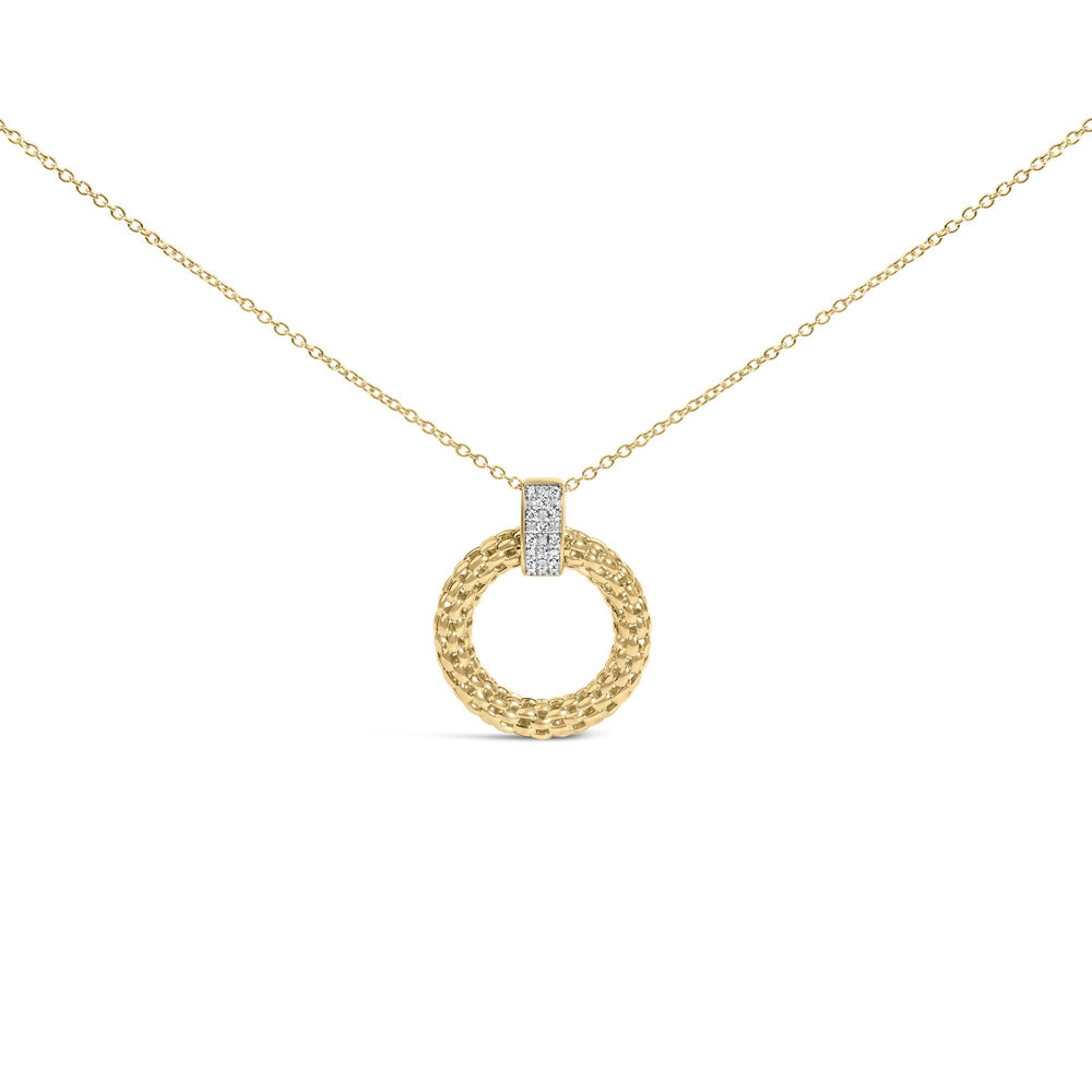 Gold Vermeil 1/10 Cttw Diamond Bold Pendant Necklace