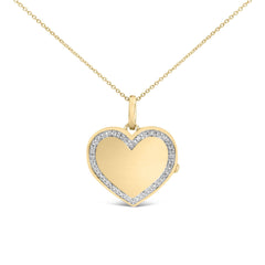 Gold Vermeil 1/10 Cttw Diamond Heart Locket Pendant Necklace