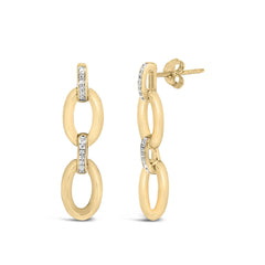 Gold Vermeil Diamond Accent Bold Oval Link Earring