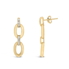 Gold Vermeil Diamond Accent Bold Oval Link Earring
