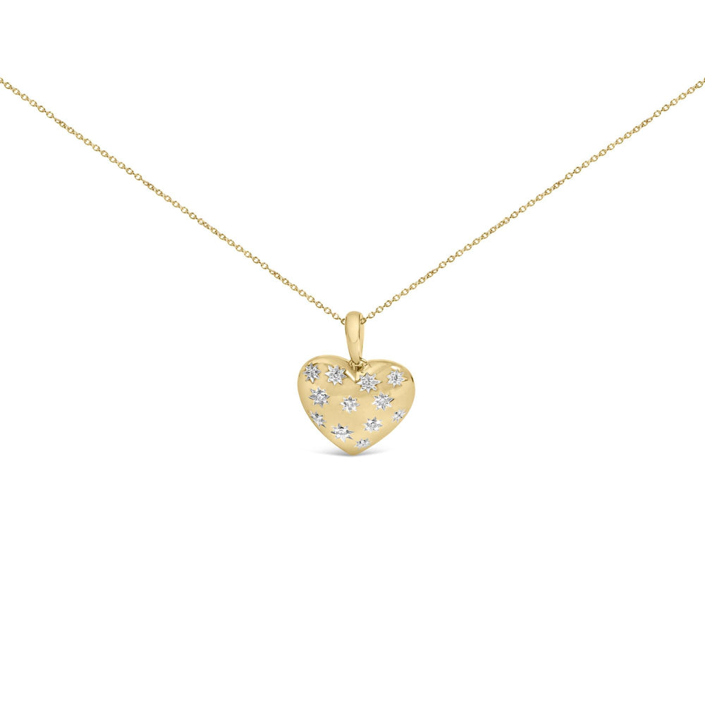 Gold Vermeil 1/10 Cttw Diamond Bold Heart Pendant Necklace
