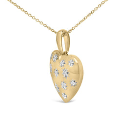 Gold Vermeil 1/10 Cttw Diamond Bold Heart Pendant Necklace