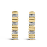 Gold Vermeil 1/10 Cttw Diamond Bold Ribbed Hoop Earring