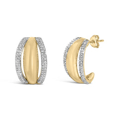 Gold Vermeil 1/10 Cttw Diamond Bold Half Hoop Earring