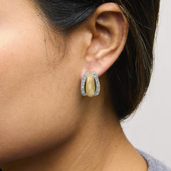 Gold Vermeil 1/10 Cttw Diamond Bold Half Hoop Earring