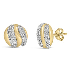 Gold Vermeil 1/10 Cttw Diamond Bold Dome Stud Earring
