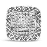 Sterling Silver 1.0 Cttw Diamond Celtic Knot Cocktail Ring