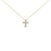 24 KT Gold Vermeil Diamond Accent Cross Pendant Necklace