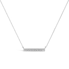 Sterling Silver Diamond Accent Milgrain Bar Pendant Necklace