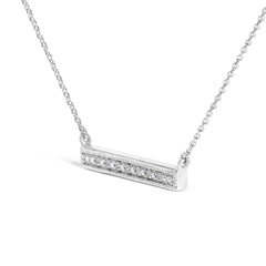 Sterling Silver Diamond Accent Milgrain Bar Pendant Necklace