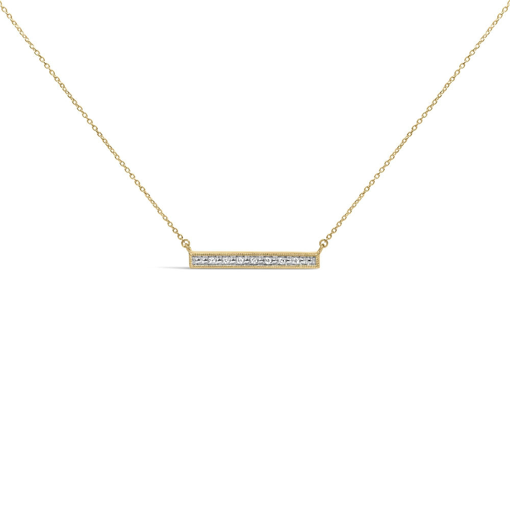 Yellow Gold Plated Diamond Accent Bar Pendant Necklace