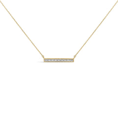 Yellow Gold Plated Diamond Accent Bar Pendant Necklace