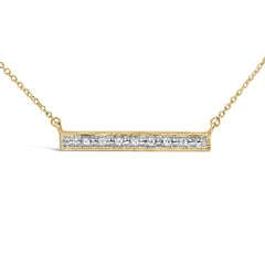 Yellow Gold Plated Diamond Accent Bar Pendant Necklace