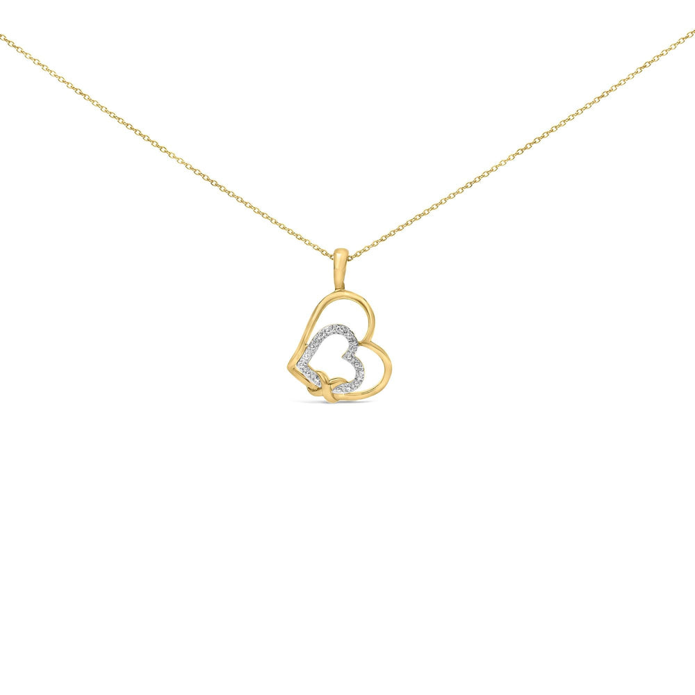 Gold Vermeil Diamond Accent Double Heart Pendant Necklace