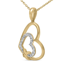 Gold Vermeil Diamond Accent Double Heart Pendant Necklace