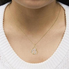 Gold Vermeil Diamond Accent Double Heart Pendant Necklace