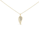 Gold Vermeil Diamond Accent Angel Wing Pendant Necklace