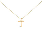 24 KT Gold Vermeil Diamond Accent Cross Pendant Necklace