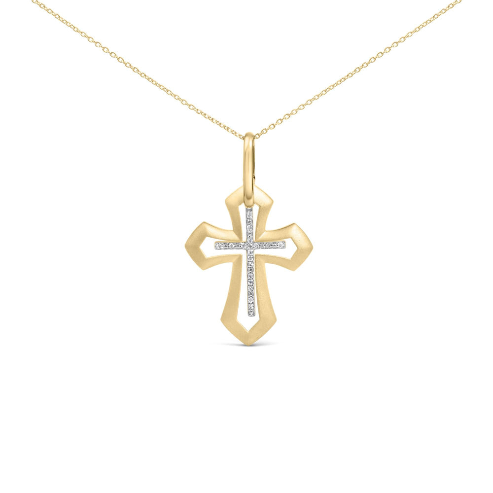 Gold Vermeil Diamond Accent Roman Cross Pendant Necklace