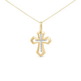 Gold Vermeil Diamond Accent Roman Cross Pendant Necklace