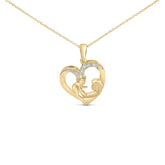 Gold Vermeil Diamond Accent Mom and Child Heart Pendant Necklace