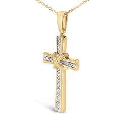 Gold Vermeil Diamond Accent Cross Pendant Necklace