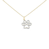 24 KT Gold Vermeil Diamond Accent Pet Paw Pendant Necklace