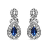 .925 Sterling Silver 4.5 x 3mm Pear Sapphire Gemstone and Diamond Accent Infinity Drop Stud Earrings (H-I Color, SI1-SI2 Clarity)