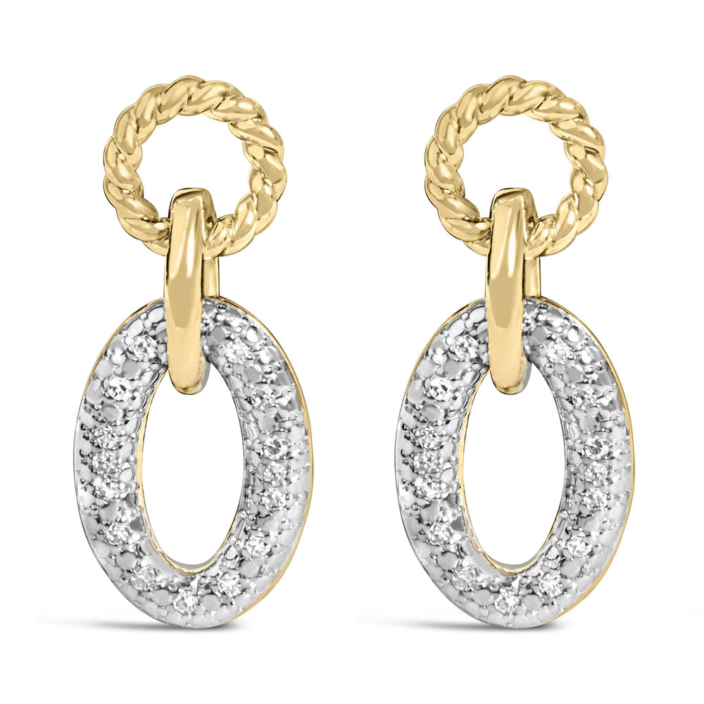 Gold Vermeil 1/10 Cttw Diamond Oval Link Earrings