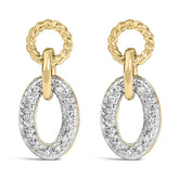 Gold Vermeil 1/10 Cttw Diamond Oval Link Earrings