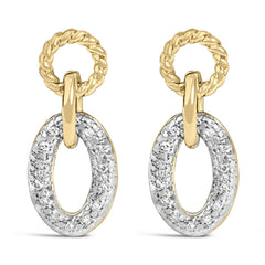 Gold Vermeil 1/10 Cttw Diamond Oval Link Earrings