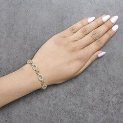 Gold Vermeil 1/10 Cttw Diamond Oval Link Bracelet