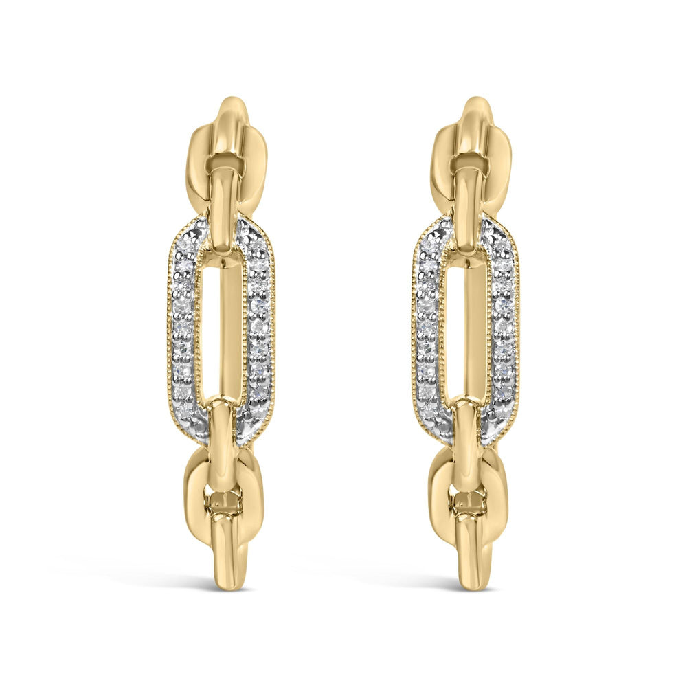 Gold Vermeil 1/10 Cttw Diamond Paperclip Hoop Earring