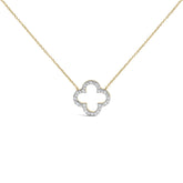 Gold Vermeil 1/10 Cttw Diamond Clover Pendant Necklace