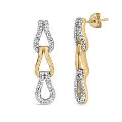 Gold Vermeil 1/10 Cttw Diamond Bold Knot Link Earring
