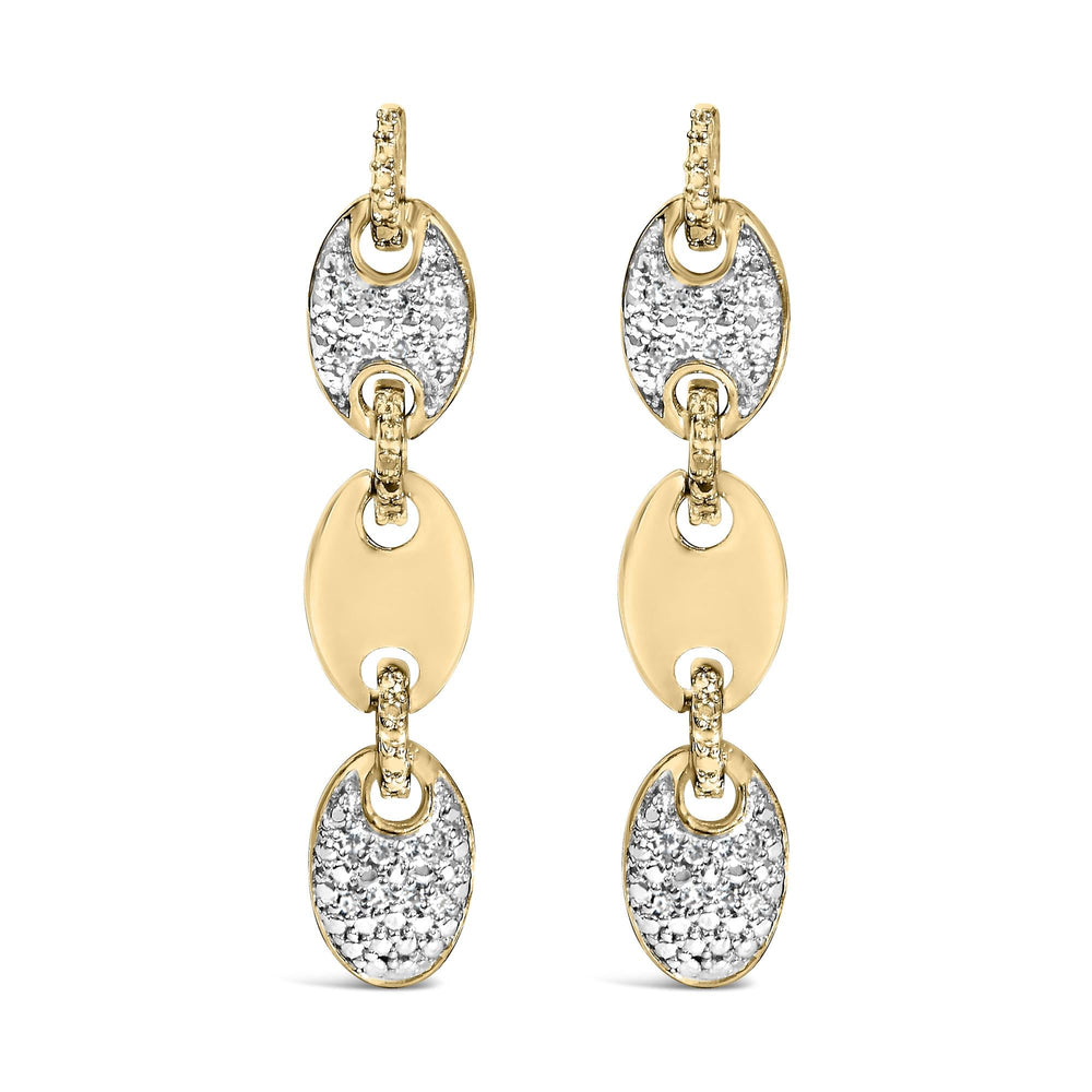Gold Vermeil 1/10 Cttw Diamond Bold Disc Link Earring
