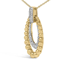 Gold Vermeil 1/10 Cttw Diamond Bold Bead Pendant Necklace