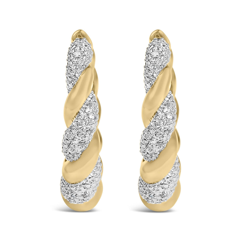 Gold Vermeil 1/10 Cttw Diamond Bold Rope Hoop Earring