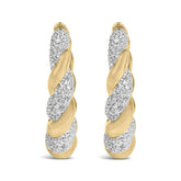 Gold Vermeil 1/10 Cttw Diamond Bold Rope Hoop Earring