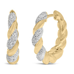 Gold Vermeil 1/10 Cttw Diamond Bold Rope Hoop Earring