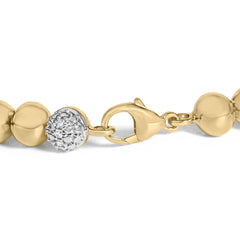 Gold Vermeil 1/5 Cttw Diamond Bold Dome Bead Link Bracelet