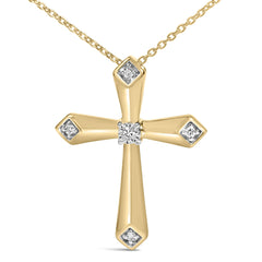 Gold Vermeil Diamond Accent Cross Pendant Necklace