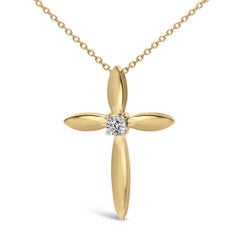 Gold Vermeil Diamond Accent Cross Pendant Necklace