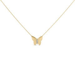 Gold Vermeil Diamond Accent Butterfly Pendant Necklace