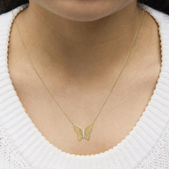 Gold Vermeil Diamond Accent Butterfly Pendant Necklace