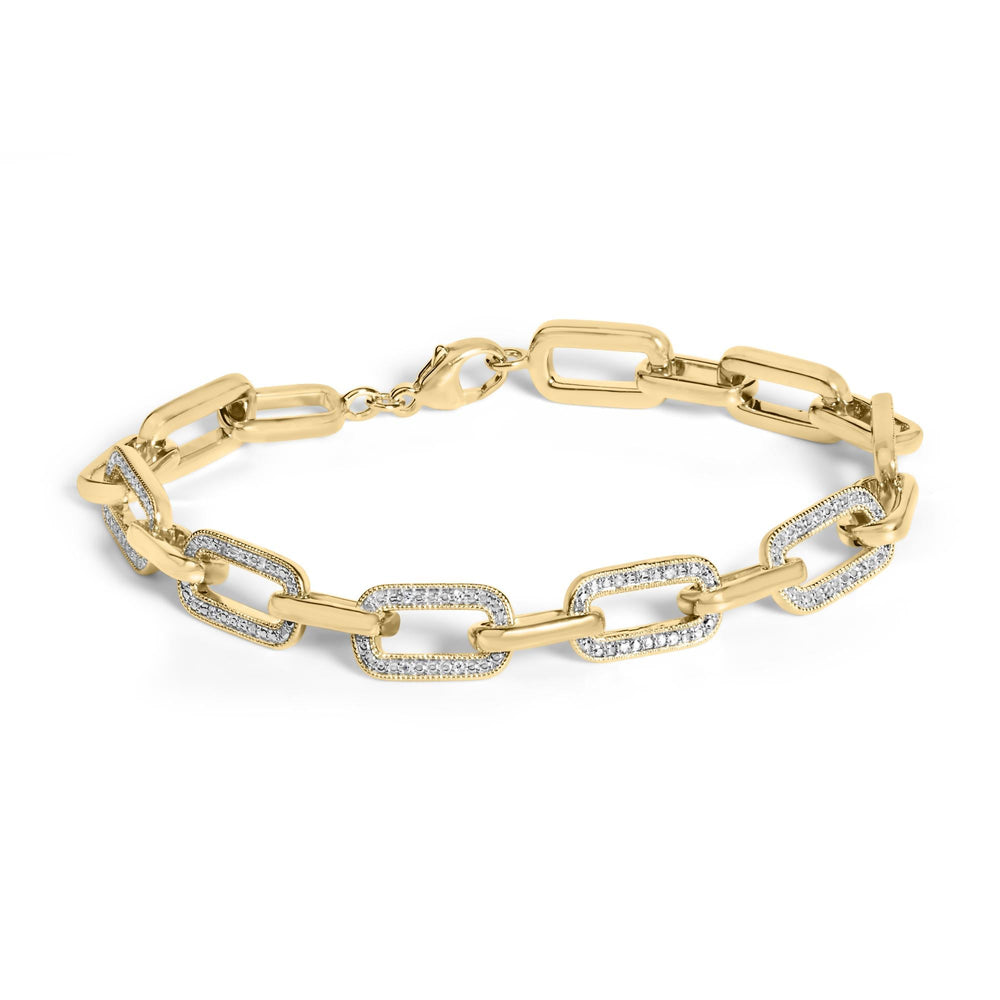 Gold Vermeil 1/10 Cttw Diamond Bold Paperclip Link Bracelet