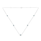 Sterling Silver Treated Blue Color Diamond Station Necklace (1/2 cttw, Blue Color, I2-I3 Clarity)