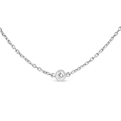 14K White Gold 1/2 Cttw Bezel Set Lab Grown Diamond 5 Station Necklace -18"