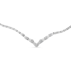 .925 Sterling Silver 1/2 cttw Prong Set Round Diamond Graduated Cluster and Heart Center 18" Statement Necklace (I-J Color, I3 Clarity)